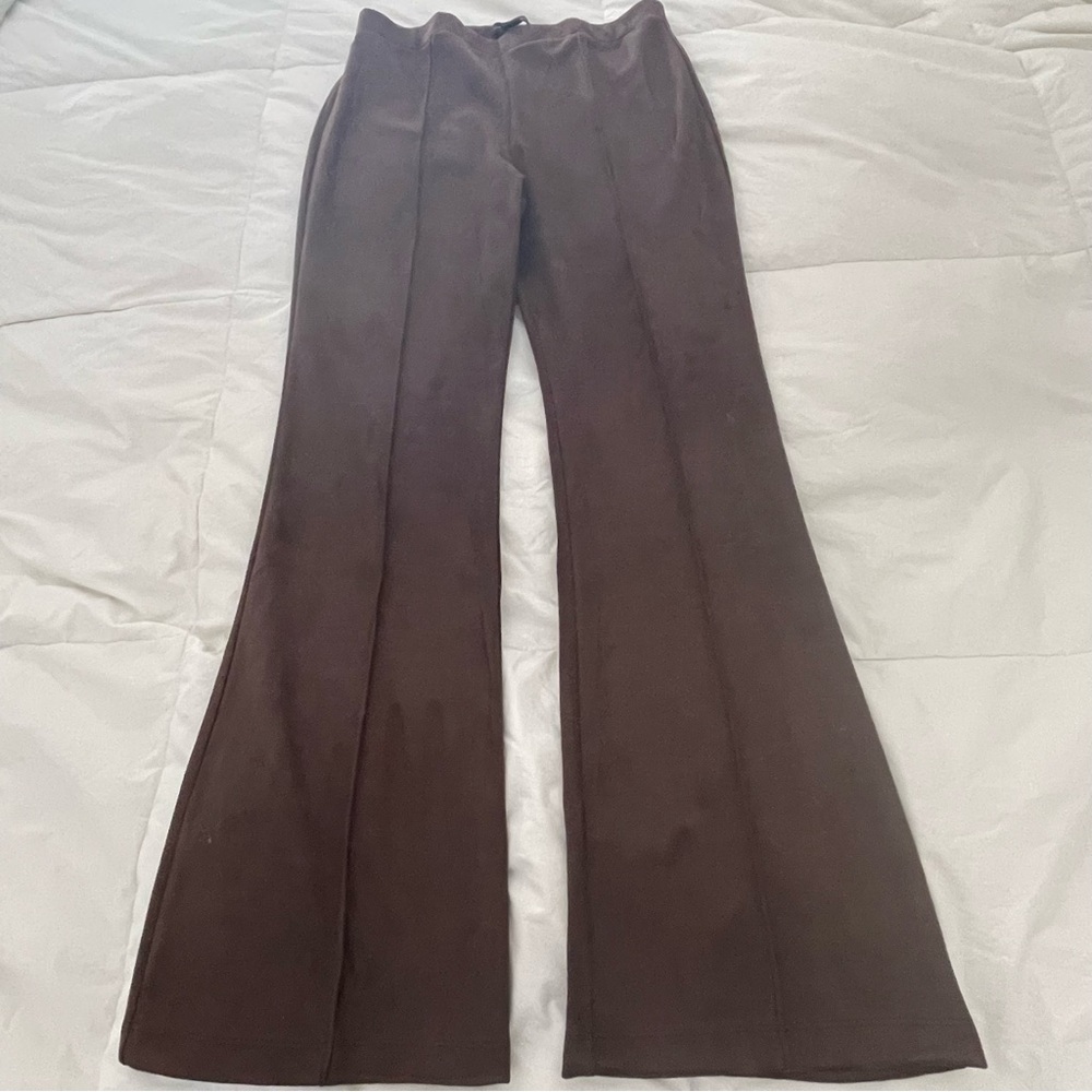 Anthropologie Brown Suede Flared Pants size XL